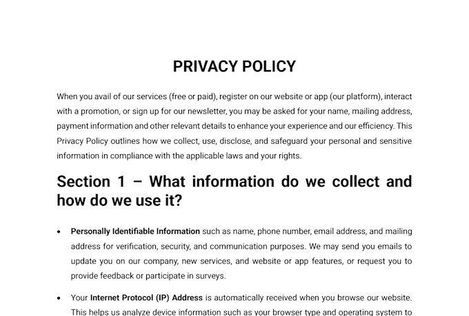 draft and review website policies